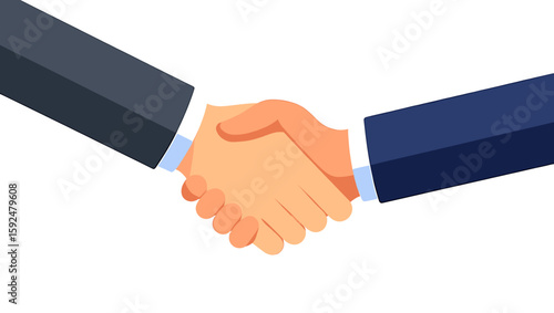 Illustration showing two people shaking hands symbolizing a deal or partnership agreement made together
