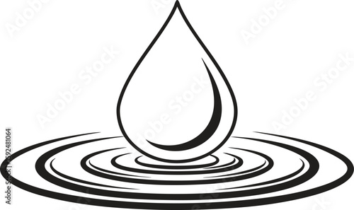 Water drop ripples silhouette