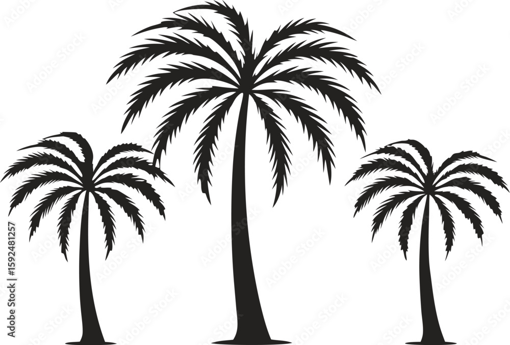 Obraz premium Three palm trees silhouette