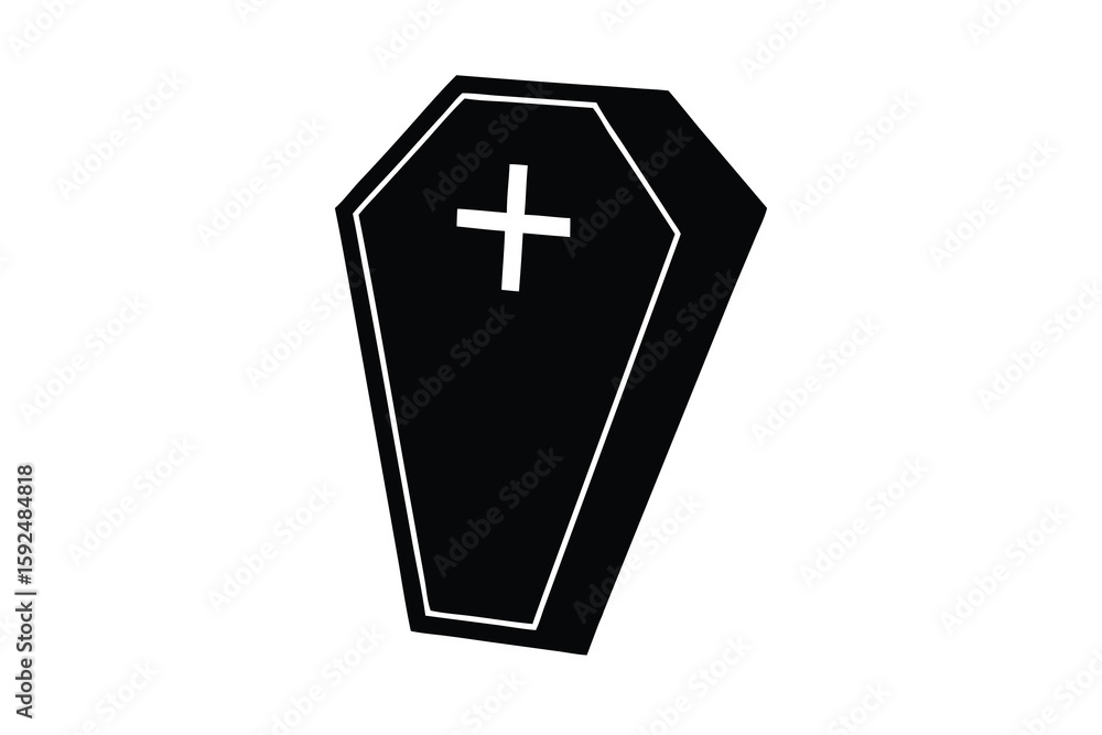 Obraz premium coffin with cross vector icon