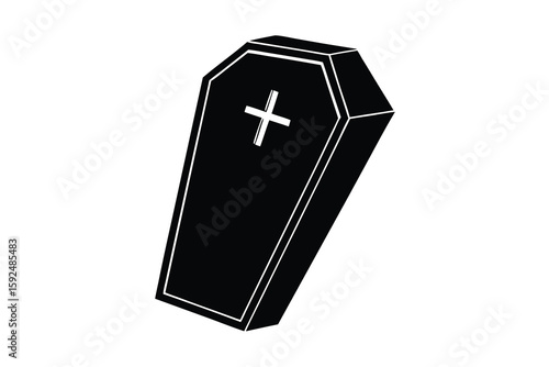 coffin with cross vector icon