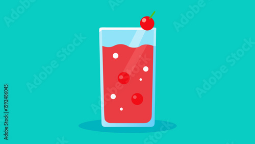 glass of cherry juice with strawberry