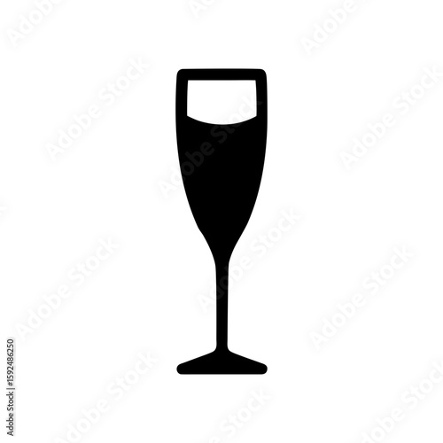 Champagne glass icon silhouette for celebration or party toast with transparent background  