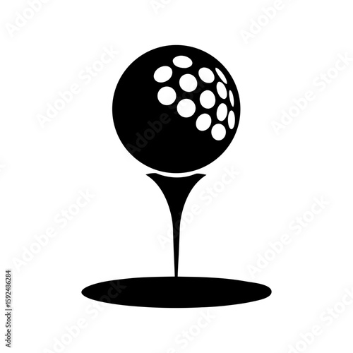 Golf ball resting on tee icon for golf and outdoor activity with transparent background  