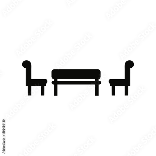Set of bench silhouettes in vector illustration for park or public space with transparent background  