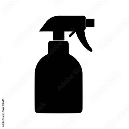 Silhouette of spray bottle for household or cosmetic use with transparent background  