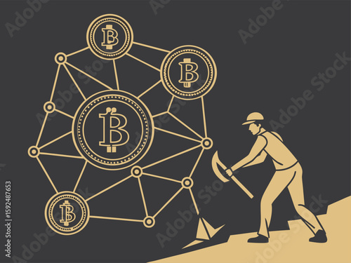 Blockchain and cryptocurrency theme with digital coins and network nodes, node lines, and a futuristic glass-morphism style for a sleek