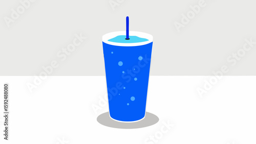 Blue wax candle burning brightly in a glass, a festive decoration for any holiday celebration