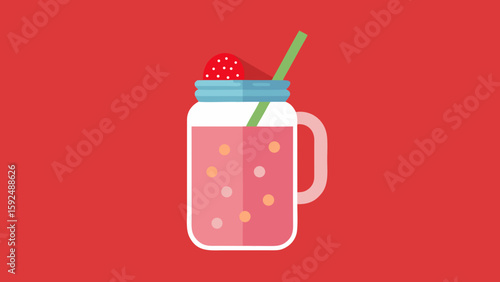 A festive holiday design featuring a heart-decorated gift box, holding a bottle of juice and a glass of water, perfect for a birthday or Christmas celebration