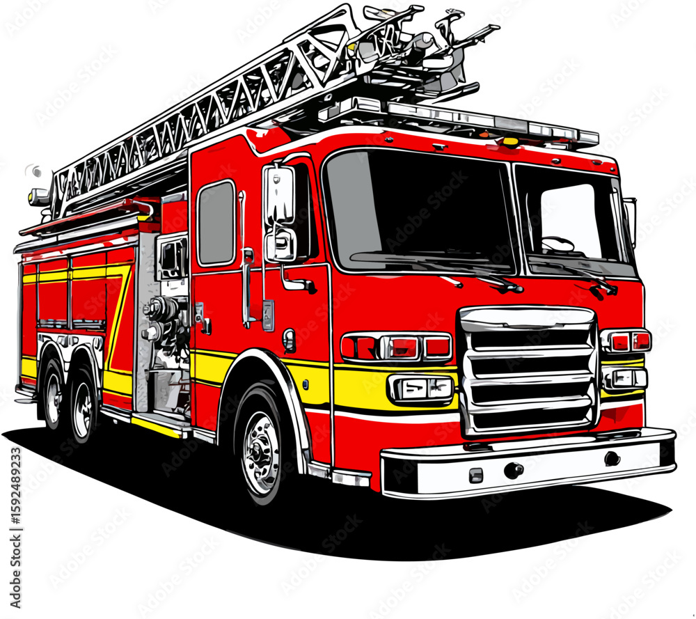 Fotografie fire truck on white background