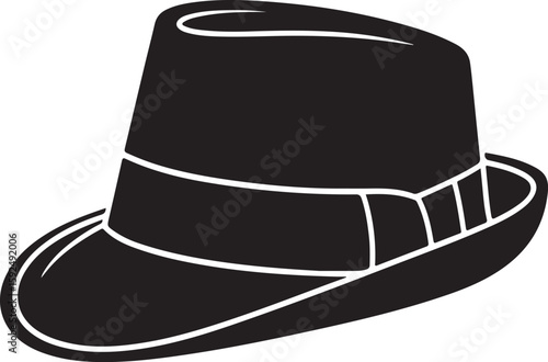 Classic fedora hat silhouette with white band detail