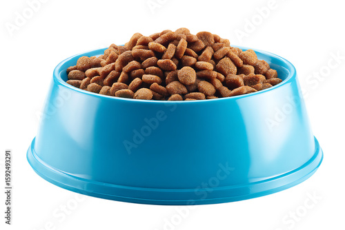 Pet food in a blue bowl