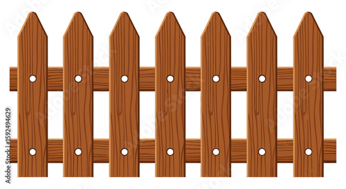 Classic Wooden Picket Fence Vector clipart illustration