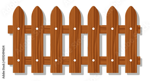 Classic Wooden Picket Fence Vector clipart illustration