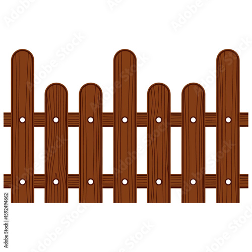 Classic Wooden Picket Fence Vector clipart illustration
