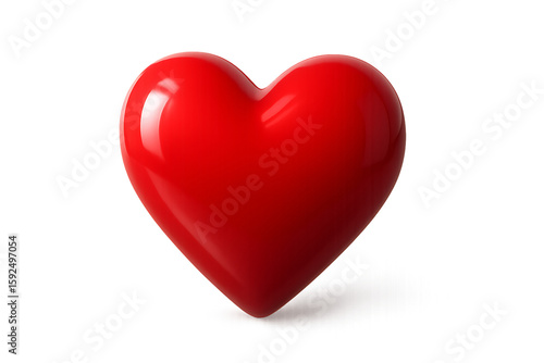 Shiny red heart shape symbol of love and romance isolated on transparent background