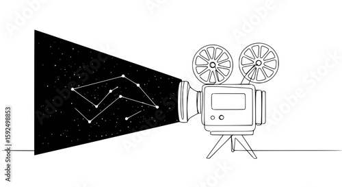 Vintage film projector illustrating stars and constellations concept  