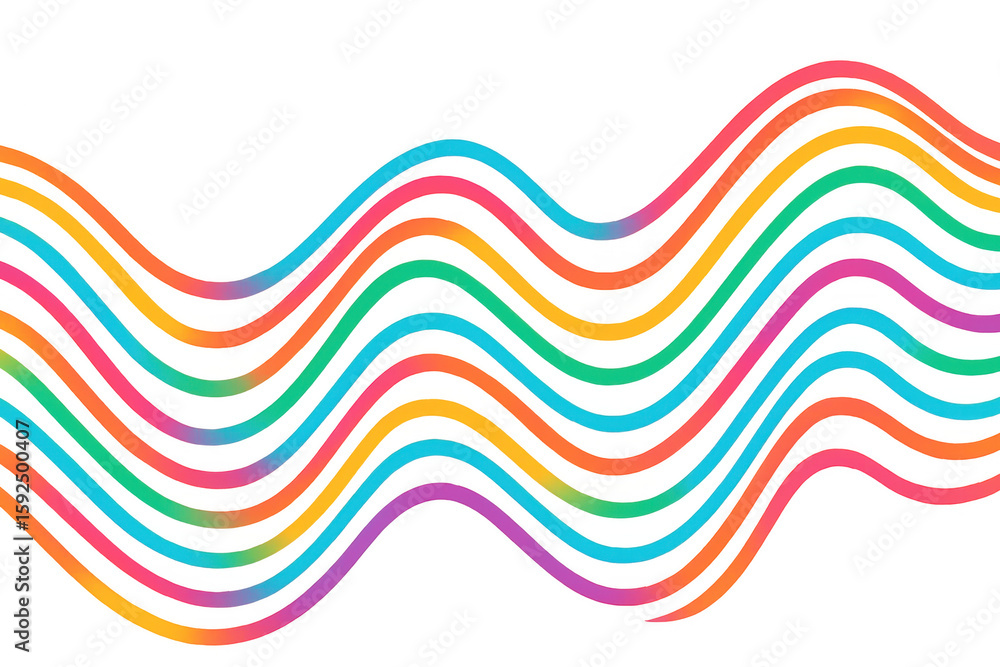 Fototapeta premium Vibrant spectrum of wavy lines creating a dynamic and colorful pattern on a transparent background, ideal for modern and creative designs