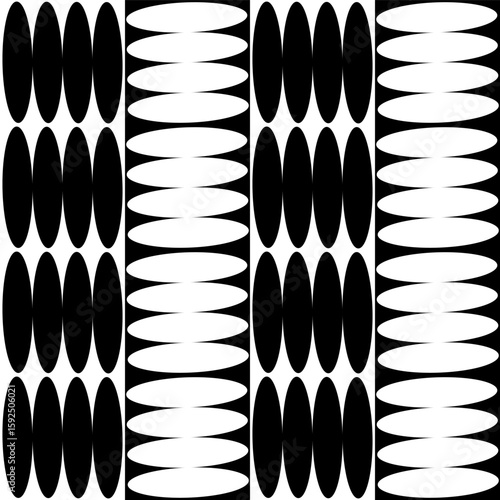 Abstract Black And White Ovals Repeat Background