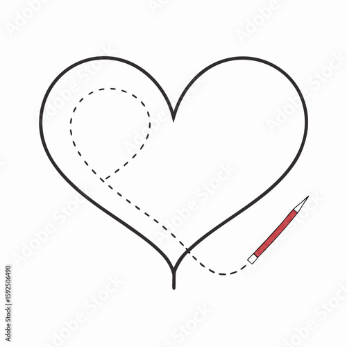 Hand drawn heart shape constructed from delicate dashed lines perfect for romantic or artistic advertisements and banners