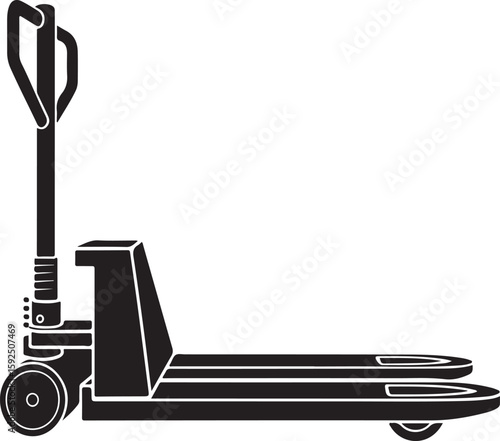 Black silhouette of a manual pallet jack for moving heavy loads