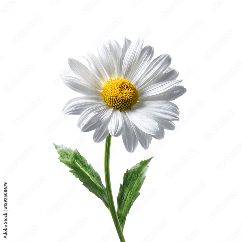 Fototapeta premium Single white daisy on black background