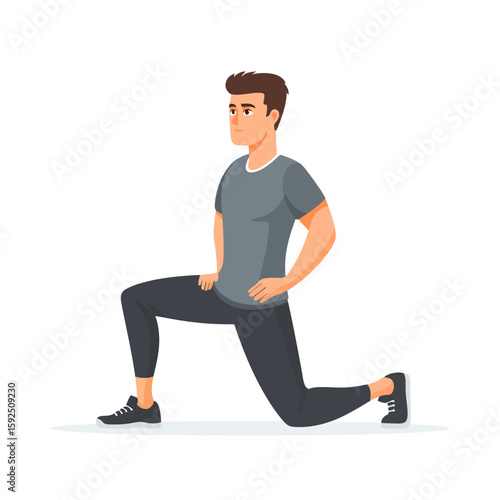 Man performing a leg stretch exercise, fitness routine, healthy lifestyle.