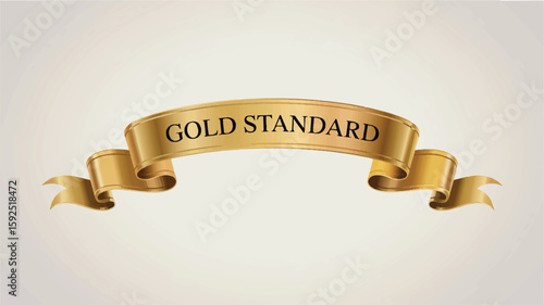 Gold ribbon banner with text gold standard vector