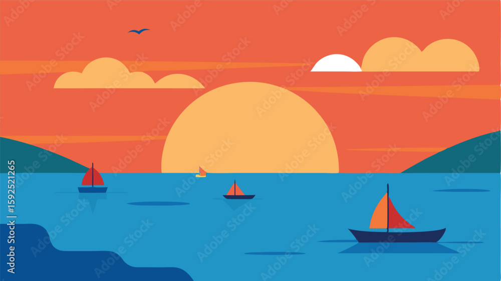 Fototapeta premium ship on the sea landscape