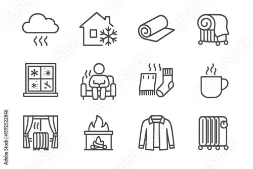 Cozy winter icons: warmth and comfort through cold weather essentials