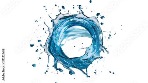 Water Ring Splash: A dynamic splash of water, forming an intricate ring with droplets and ripples. Capturing the essence of purity and fluidity. 