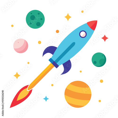 Creative illustration of a pencil transforming into a rocket launching into the vast expanse of outer space surrounded by twinkling stars