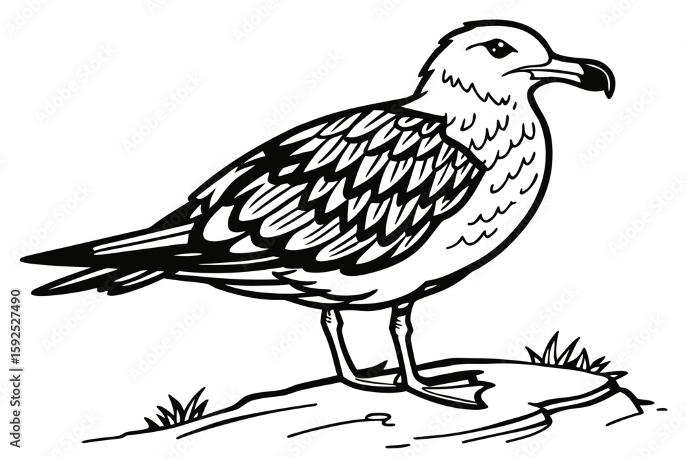 Fototapeta premium coloring page line art the skua black vector