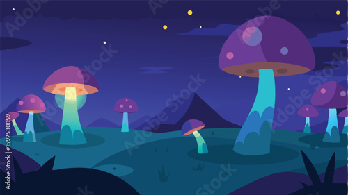 glowing mushroom forest at twilight
