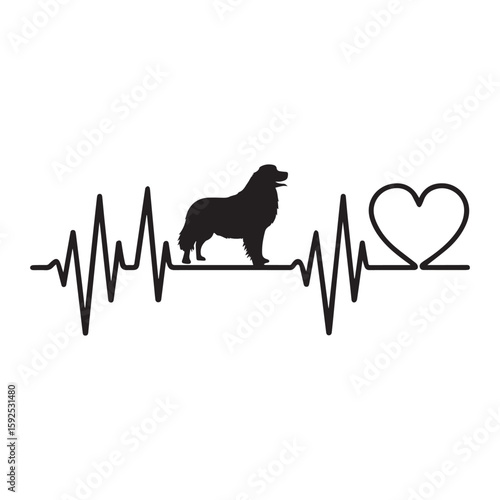 Bernese Mountain Dog with Heartbeat Line