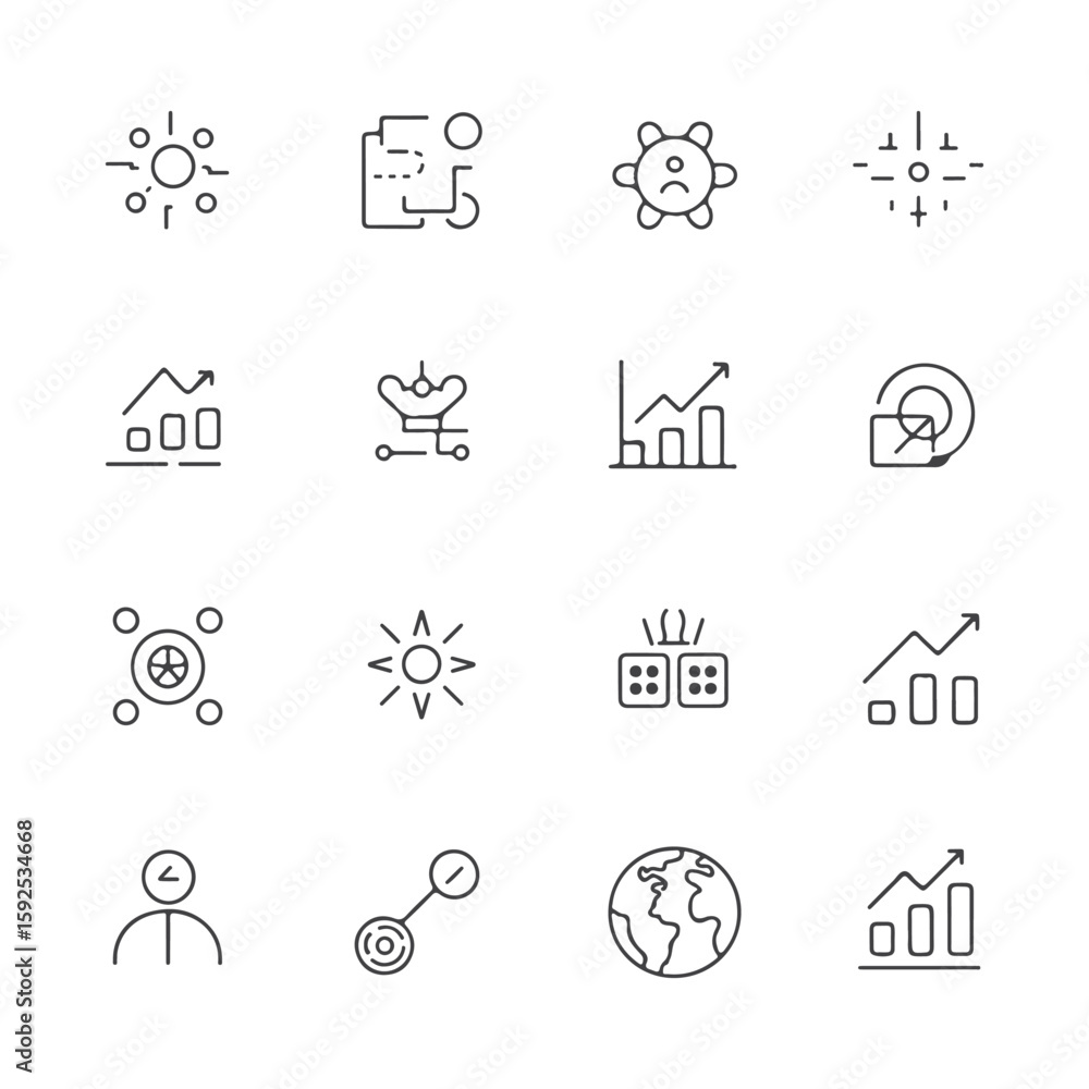 Fototapeta premium A modern set of business and finance icons, a vector illustration for web design and internet concepts