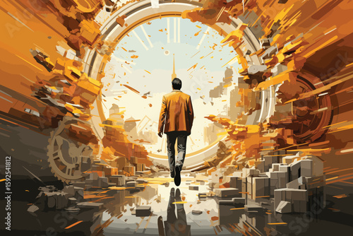 Alarm Clock on Vintage  Eve Time Concept Top View Magic Fairy Tale Effect