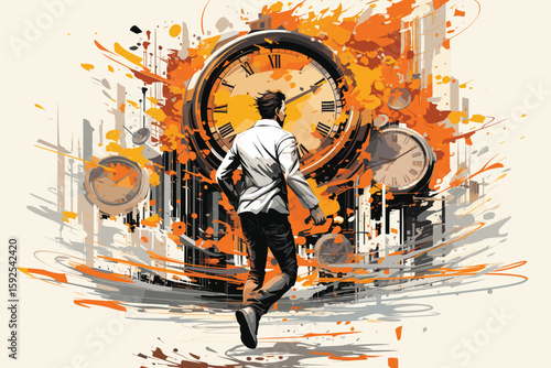 Alarm Clock on Vintage  Eve Time Concept Top View Magic Fairy Tale Effect