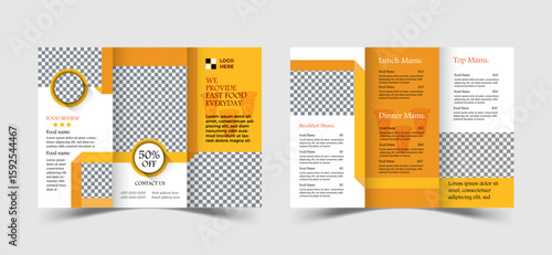 Modern fast food menu trifold brochure design template
