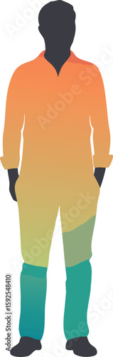 Man standing with hands in pockets wearing gradient clothing vector
