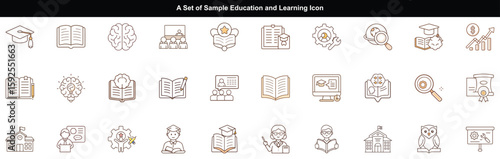 Set of twenty four hand drawn science and education icons