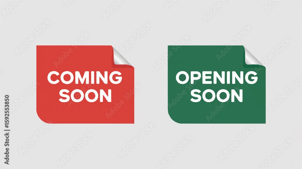 Red and Green Coming Soon Opening Soon Banners vector Red and Green Coming Soon Opening Soon Banners vector