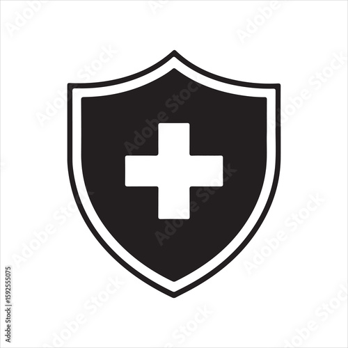 Medical Protection Shield Icon – Black Health Safety Symbol
