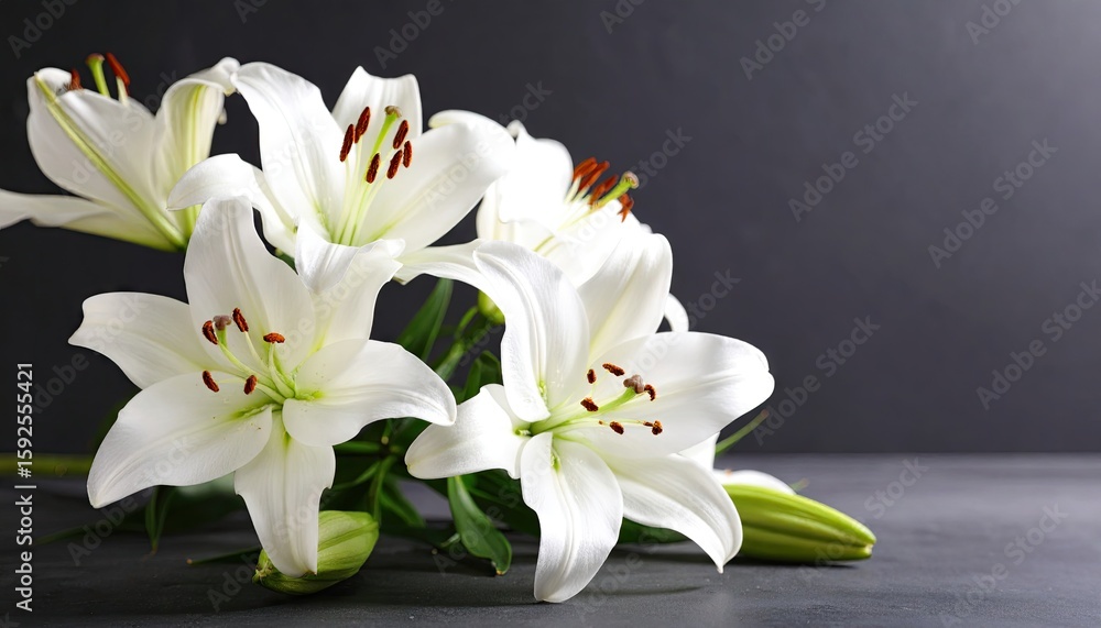 Fototapeta premium White lilies on dark background