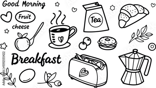 Fast food sketch for fastfood restaurant or bistro. Vector cheeseburger burger or hotdog sandwich snack, french fries or pizza and coffee or soda drink, taco and black burger.