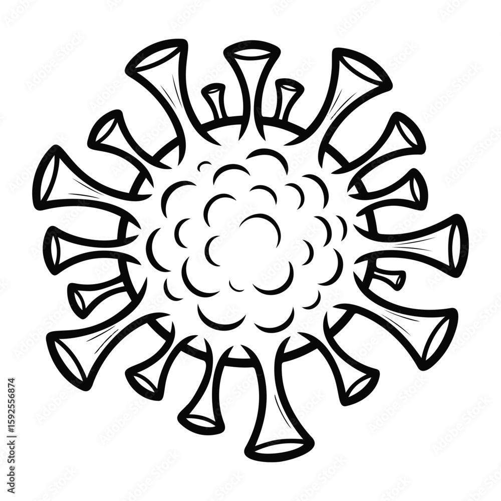 Fototapeta premium Vector Illustration of a coronavirus cell with spiky projections and a textured inner core design