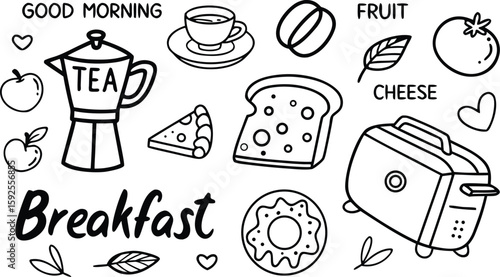 Fast food sketch for fastfood restaurant or bistro. Vector cheeseburger burger or hotdog sandwich snack, french fries or pizza and coffee or soda drink, taco and black burger.