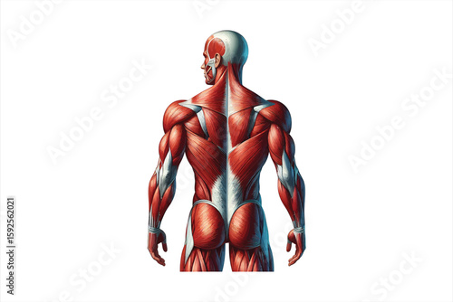 human full body muscular system vector design art, isolated on a white background