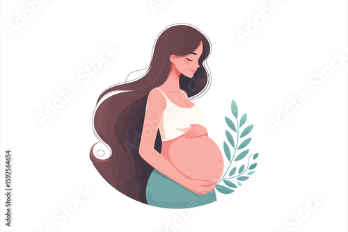 a pregnant woman flat vector design, isolated on a white background