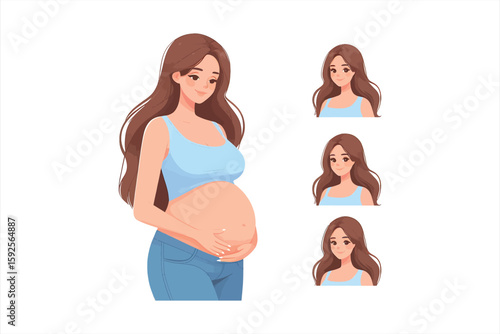 a pregnant woman flat vector design, isolated on a white background